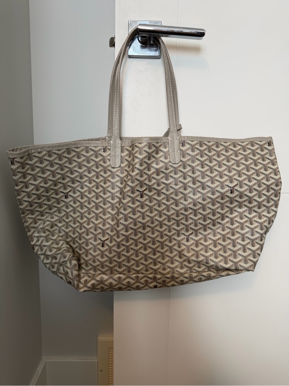 Beige Patterned Tote Bag - Neutral Everyday Carry